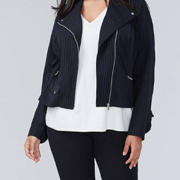 SOLD!! Lane Bryant pinstripe moto jacket - Picture 4 of 5